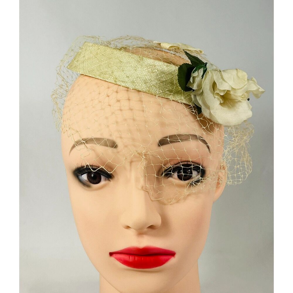 Women's Vintage Union Made Tambourine Hat Ivory Netted